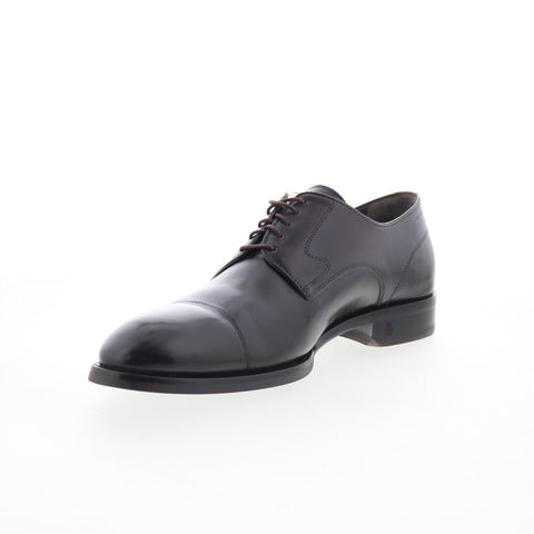 Di Bianco Bergamo Mens Brown Leather Lace Up Oxfords & Lace Ups Cap Toe Shoes
