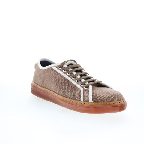 Di Bianco Biella Mens Brown Canvas Lace Up Lifestyle Sneakers Shoes