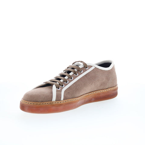Di Bianco Biella Mens Brown Canvas Lace Up Lifestyle Sneakers Shoes