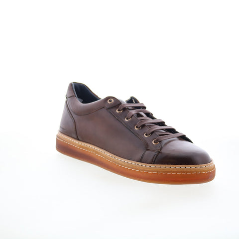 Di Bianco Binetto Mens Brown Leather Lace Up Lifestyle Sneakers Shoes