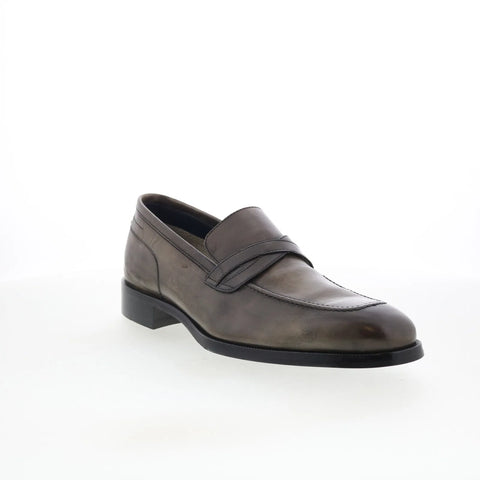 Di Bianco Binetto Mens Gray Leather Slip On Loafers & Slip Ons Penny Shoes