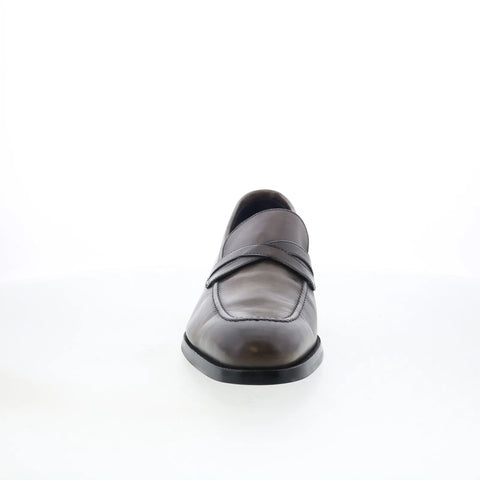 Di Bianco Binetto Mens Gray Leather Slip On Loafers & Slip Ons Penny Shoes