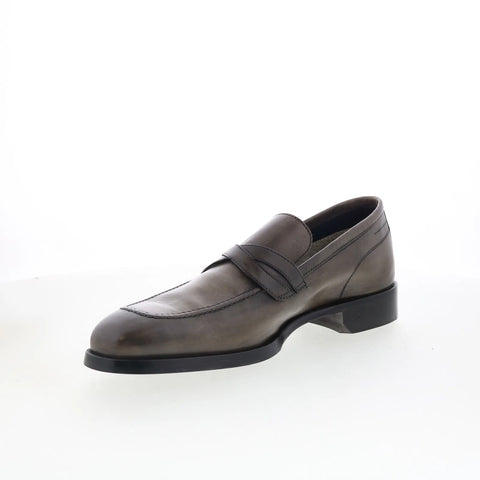 Di Bianco Binetto Mens Gray Leather Slip On Loafers & Slip Ons Penny Shoes