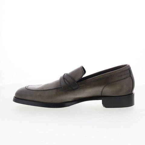 Di Bianco Binetto Mens Gray Leather Slip On Loafers & Slip Ons Penny Shoes