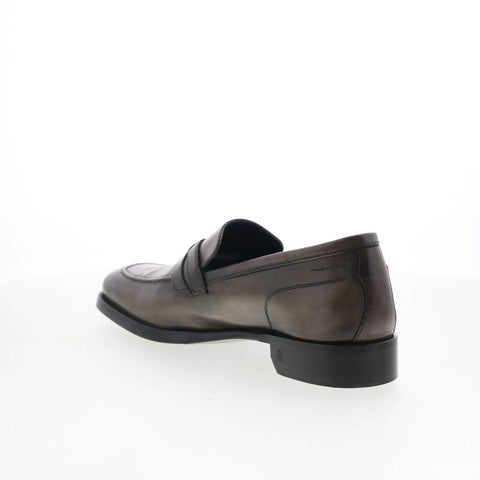 Di Bianco Binetto Mens Gray Leather Slip On Loafers & Slip Ons Penny Shoes