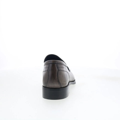 Di Bianco Binetto Mens Gray Leather Slip On Loafers & Slip Ons Penny Shoes