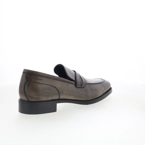 Di Bianco Binetto Mens Gray Leather Slip On Loafers & Slip Ons Penny Shoes