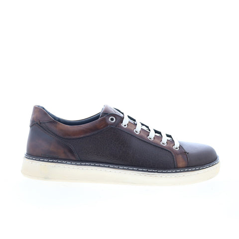Di Bianco Binetto Mens Brown Leather Lace Up Lifestyle Sneakers Shoes