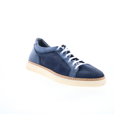 Di Bianco Binetto Mens Blue Leather Lace Up Lifestyle Sneakers Shoes