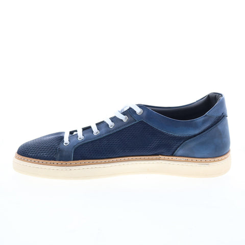 Di Bianco Binetto Mens Blue Leather Lace Up Lifestyle Sneakers Shoes