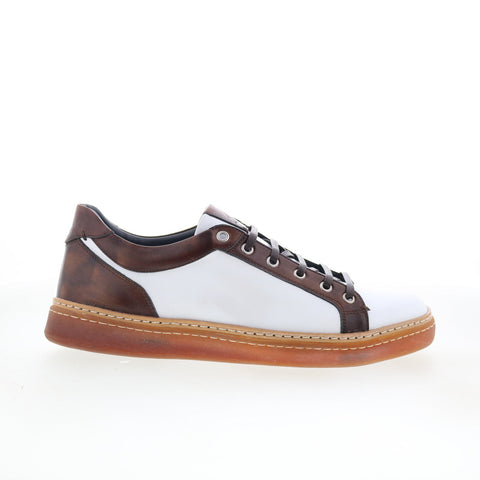 Di Bianco Binetto Mens White Leather Lace Up Lifestyle Sneakers Shoes