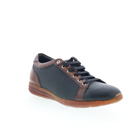 Di Bianco Bitetto Mens Black Leather Lace Up Lifestyle Sneakers Shoes