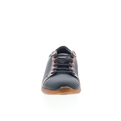 Di Bianco Bitetto Mens Black Leather Lace Up Lifestyle Sneakers Shoes