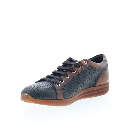 Di Bianco Bitetto Mens Black Leather Lace Up Lifestyle Sneakers Shoes