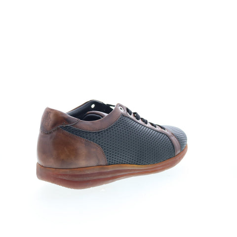 Di Bianco Bitetto Mens Black Leather Lace Up Lifestyle Sneakers Shoes
