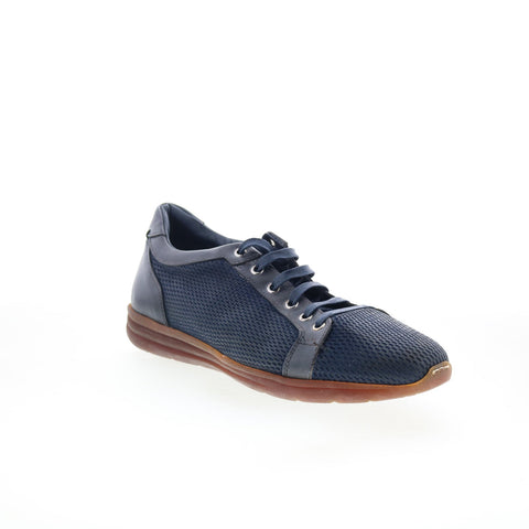Di Bianco Bitetto Mens Blue Leather Lace Up Lifestyle Sneakers Shoes