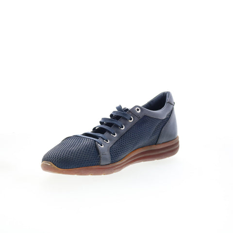 Di Bianco Bitetto Mens Blue Leather Lace Up Lifestyle Sneakers Shoes