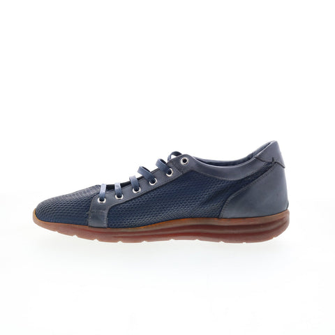 Di Bianco Bitetto Mens Blue Leather Lace Up Lifestyle Sneakers Shoes