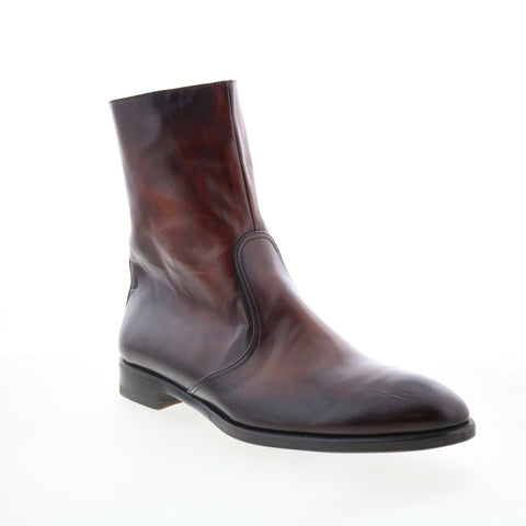Di Bianco Brading Mens Brown Leather Slip On Casual Dress Boots