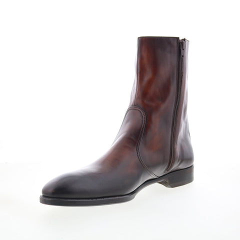 Di Bianco Brading Mens Brown Leather Slip On Casual Dress Boots