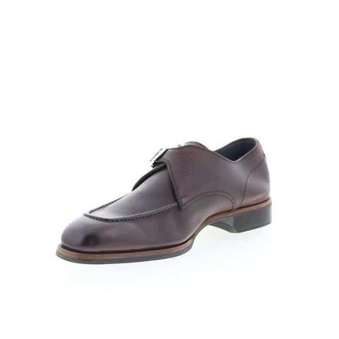 Di Bianco Breo Mens Brown Leather Hook & Loop Loafers & Slip Ons Casual Shoes