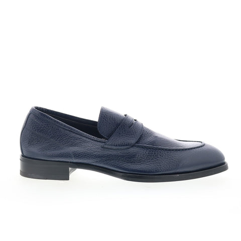 Di Bianco Brera Mens Blue Leather Slip On Loafers & Slip Ons Penny Shoes