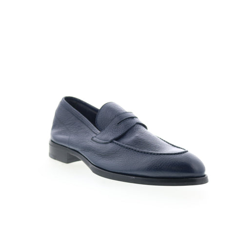 Di Bianco Brera Mens Blue Leather Slip On Loafers & Slip Ons Penny Shoes