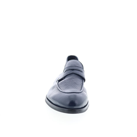 Di Bianco Brera Mens Blue Leather Slip On Loafers & Slip Ons Penny Shoes