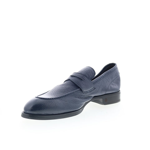 Di Bianco Brera Mens Blue Leather Slip On Loafers & Slip Ons Penny Shoes