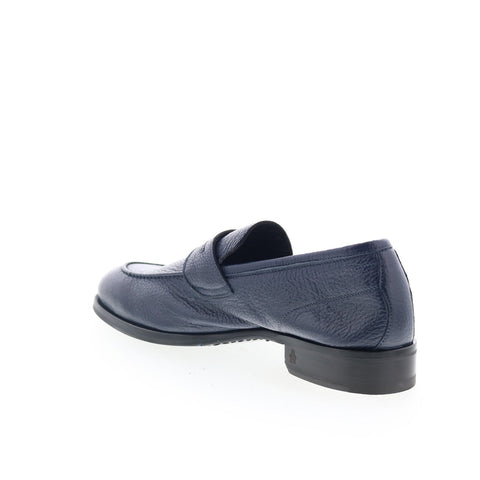 Di Bianco Brera Mens Blue Leather Slip On Loafers & Slip Ons Penny Shoes
