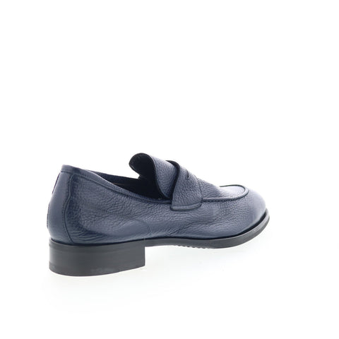 Di Bianco Brera Mens Blue Leather Slip On Loafers & Slip Ons Penny Shoes