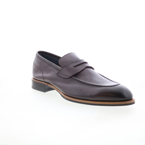 Di Bianco Brera Mens Brown Leather Slip On Loafers & Slip Ons Penny Shoes