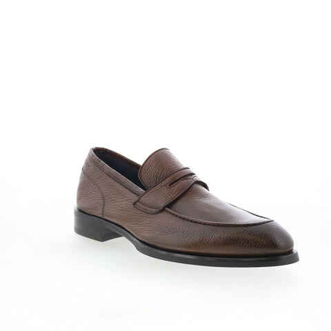 Di Bianco Brera Mens Brown Leather Slip On Loafers & Slip Ons Penny Shoes