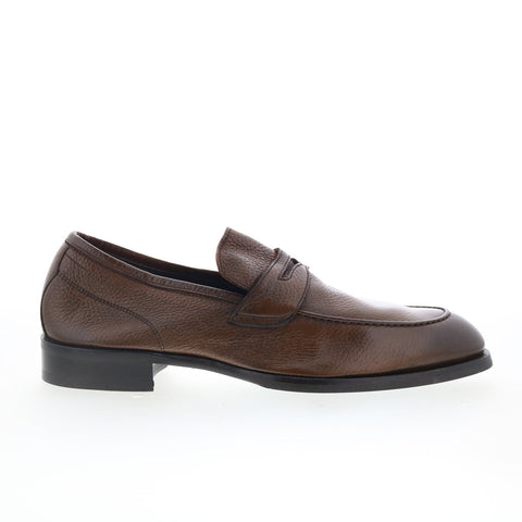 Di Bianco Brera Mens Brown Leather Slip On Loafers & Slip Ons Penny Shoes