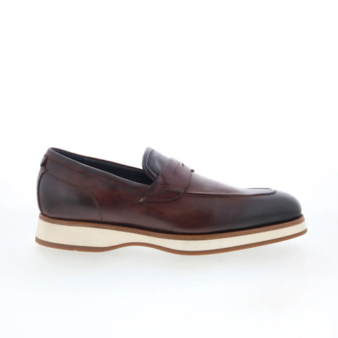 Di Bianco Brera Mens Brown Leather Slip On Loafers & Slip Ons Penny Shoes