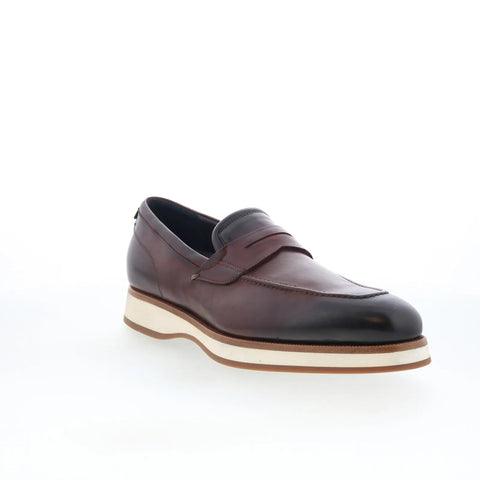 Di Bianco Brera Mens Brown Leather Slip On Loafers & Slip Ons Penny Shoes
