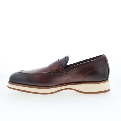 Di Bianco Brera Mens Brown Leather Slip On Loafers & Slip Ons Penny Shoes