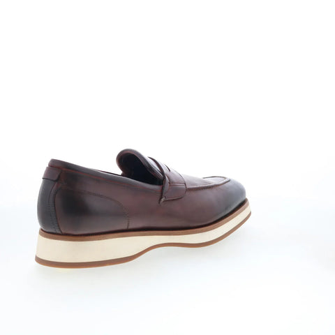 Di Bianco Brera Mens Brown Leather Slip On Loafers & Slip Ons Penny Shoes