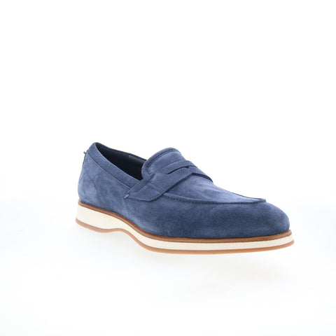 Di Bianco Brera Classic Mens Blue Suede Loafers & Slip Ons Penny Shoes