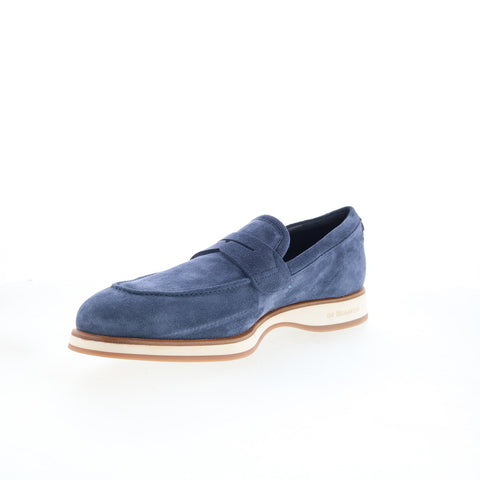 Di Bianco Brera Classic Mens Blue Suede Loafers & Slip Ons Penny Shoes
