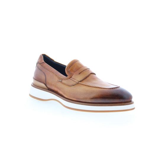 Di Bianco Brera Mens Brown Leather Slip On Loafers & Slip Ons Penny Shoes