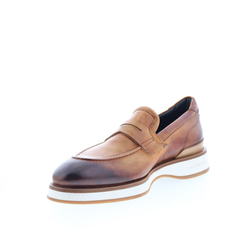 Di Bianco Brera Mens Brown Leather Slip On Loafers & Slip Ons Penny Shoes