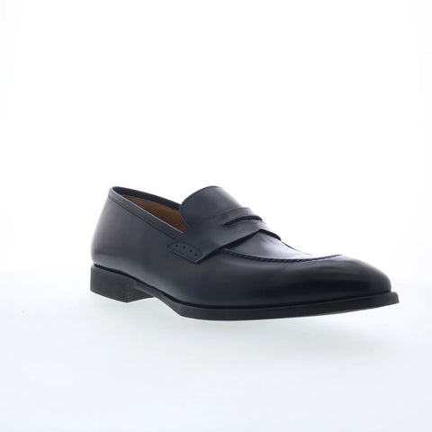 Di Bianco Brera Deco Mens Black Leather Loafers & Slip Ons Penny Shoes