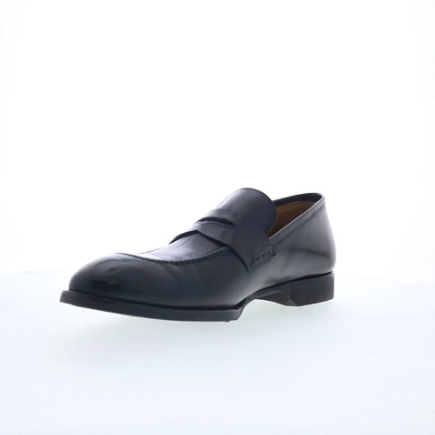 Di Bianco Brera Deco Mens Black Leather Loafers & Slip Ons Penny Shoes