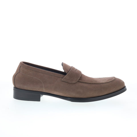 Di Bianco Brera Mens Brown Suede Slip On Loafers & Slip Ons Penny Shoes