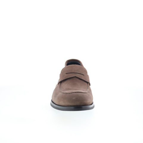 Di Bianco Brera Mens Brown Suede Slip On Loafers & Slip Ons Penny Shoes