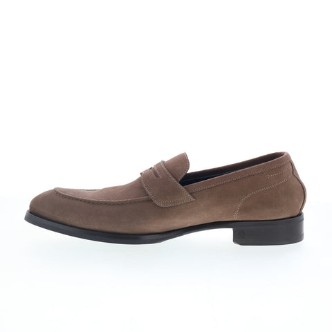 Di Bianco Brera Mens Brown Suede Slip On Loafers & Slip Ons Penny Shoes
