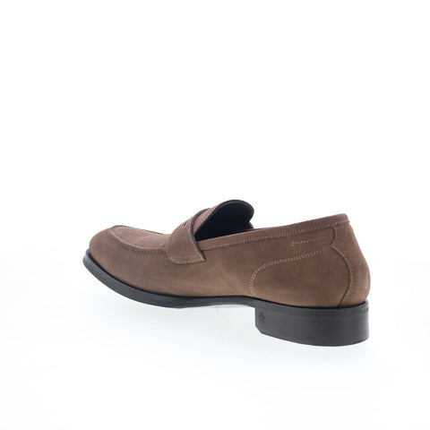 Di Bianco Brera Mens Brown Suede Slip On Loafers & Slip Ons Penny Shoes