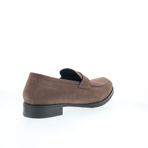 Di Bianco Brera Mens Brown Suede Slip On Loafers & Slip Ons Penny Shoes