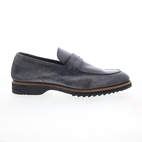 Di Bianco Brera Mens Gray Leather Slip On Loafers & Slip Ons Penny Shoes